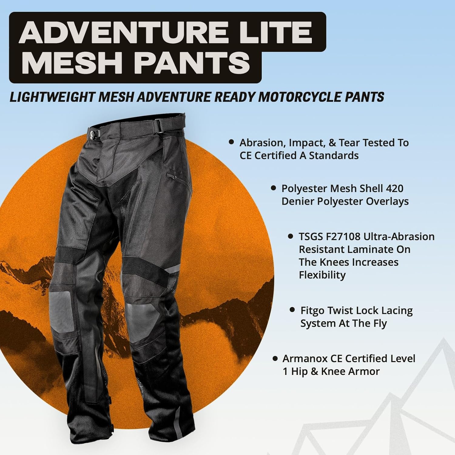 Tourmaster Adventure Lite Mesh Motorcycle Pants - Image 6