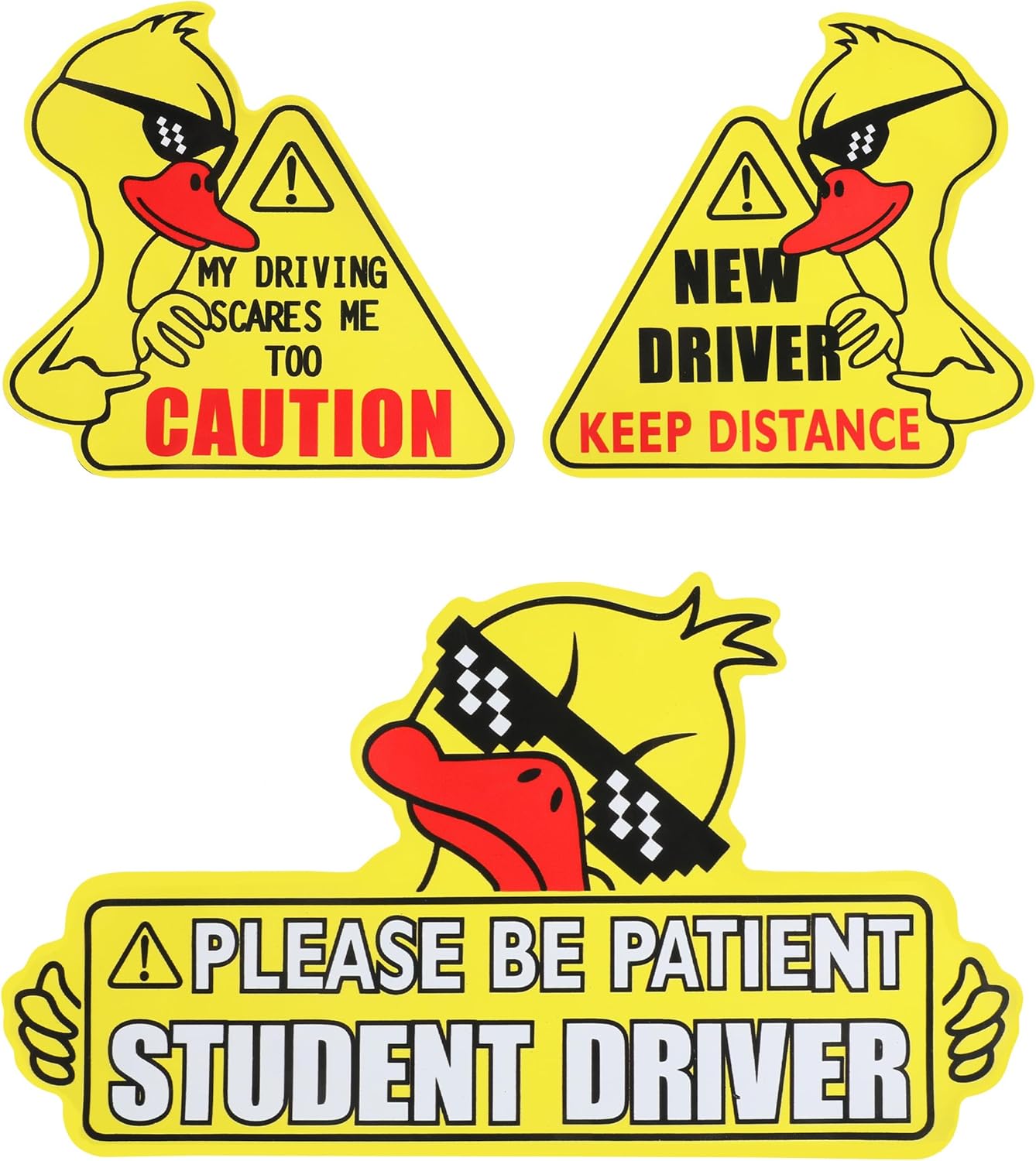 3PCS Student Driver Magnet,Student Driver Sticker Magnet for Car,Car Accessories Car Student Driver Sticker,Cute Duck Student Driver Car Magnet,Car Bumper Sticker Reflective Sign,Fits All Cars