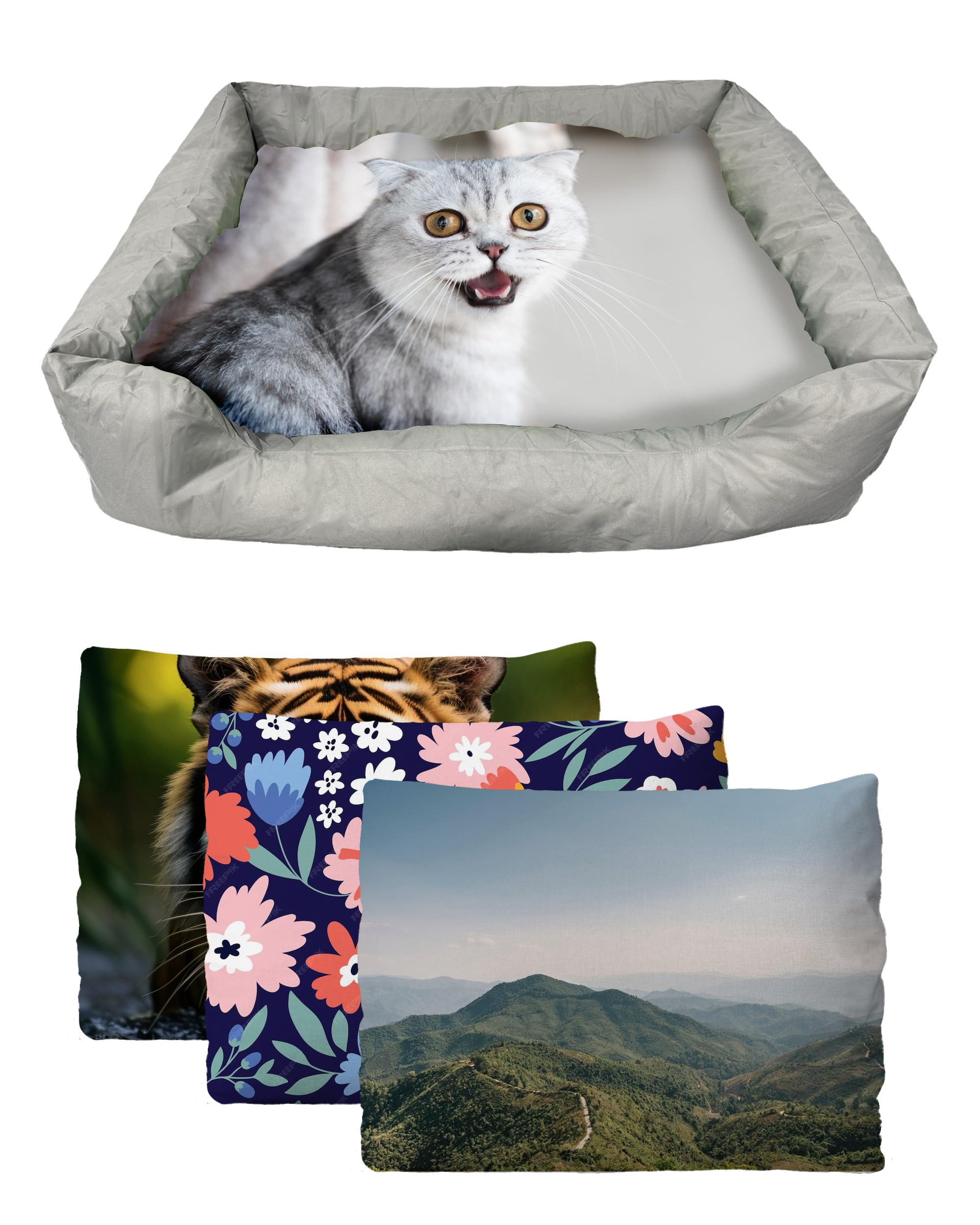 THEDOGTAGCO Cuna Perro Mediano Personalizada con Almohada, Cama de Espuma Viscoelástica Personalizada para Perro, con Funda Impermeable Lavable para Mayor Comodidad y Suavidad para tu Cachorro