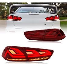 letsdate Tail Lights Compatible with Lancer EVO X 9th Gen 2008-2020Not Fit SPORTBACKS/FORTIS/IO w/Start-up Animation w/Sequential Turn Signal, Red