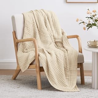 Love's cabin 100% Cotton Muslin Blanket, 6 Layer Lightweight Breathable ...