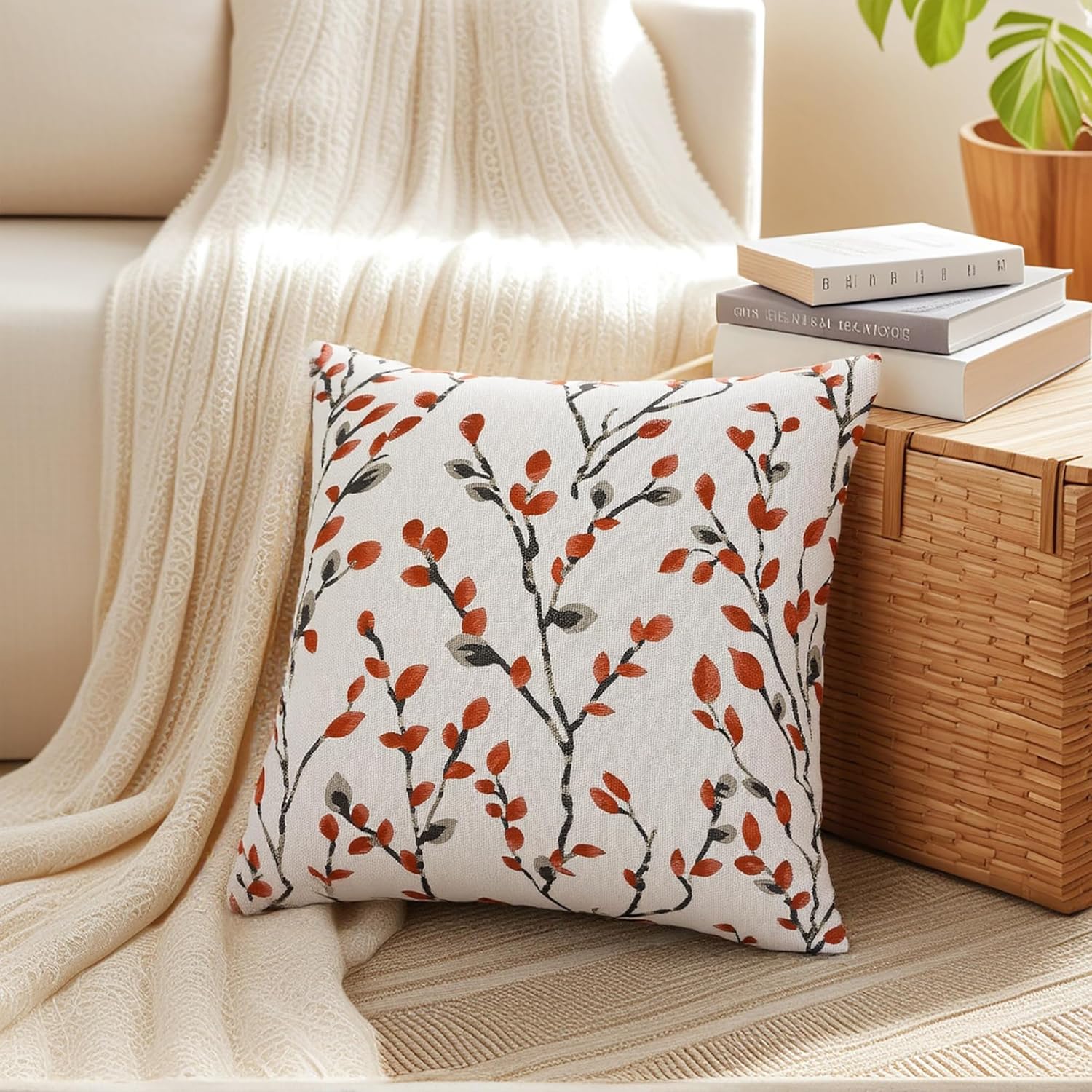 uxcell 2 Pcs Classical Embroidery Jacquard Teal Decoration Throw Pillow Cover Pattern Pillow Cases for Outdoor Indoor 20 x 20 Inch Yellow Flower
