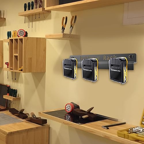 Miniatura 2 de Soporte de batería de metal compatible con DeWalt de 20 V, 60 V, 12 V, soporte de pared para batería, organizador de montaje en pared para