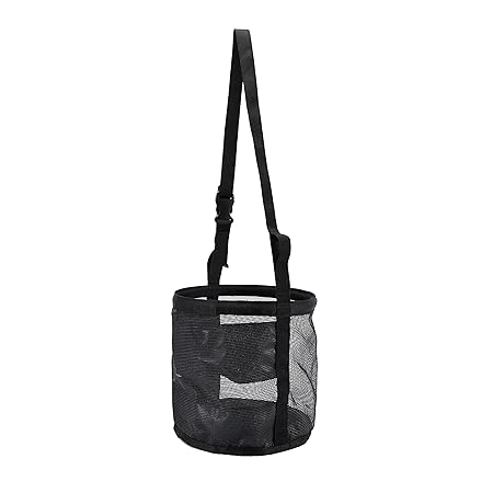 Horse Feed Bag, Heavy Duty PVC Mesh Bag, Grazing Muzzle for Horses, Compact with Adjustable Strap, Durable Snap and Elastic Straps(HCW324)