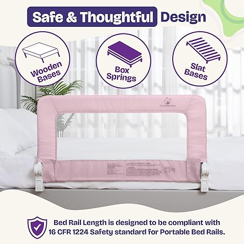 Miniatura 5 de ComfyBumpy Paquete de 1 riel de cama para niños pequeños de 35.5 pulgadas de largo x 19.5 pulgadas de alto, rieles de cama para niños pequeños,