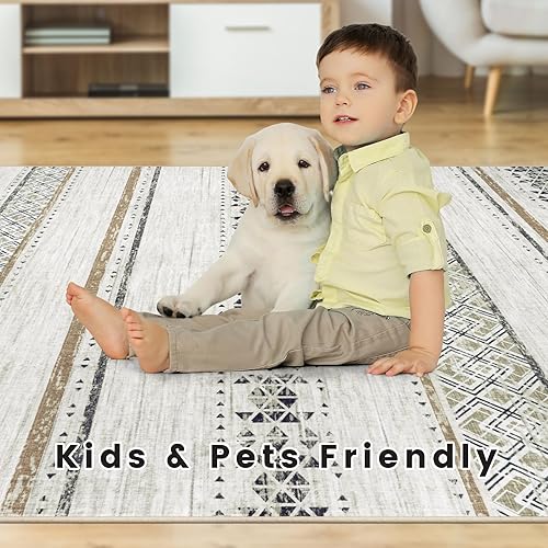 Miniatura 7 de Alfombras de área de 9 x 12 pulgadas para sala de estar alfombra grande lavable a máquina con respaldo antideslizante, resistente a las manchas,