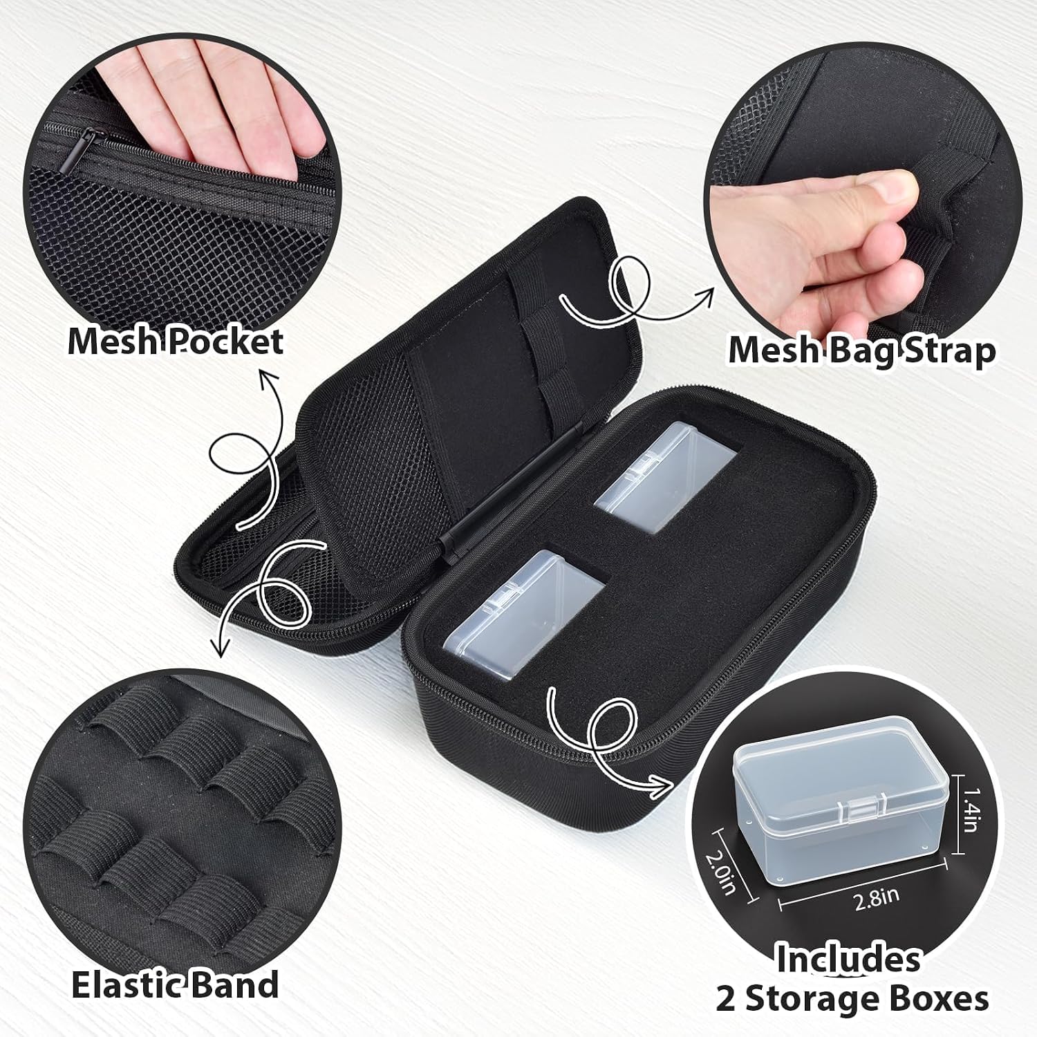 ANKHOH Tobacco Pipe Bag Pouch, Smoking Pipe Case Holder Fits for 7 Inches Pipes with 2 Plastic Containers for Tobacco Set Organizer for Other Accessories and Cleaners (Box Only)