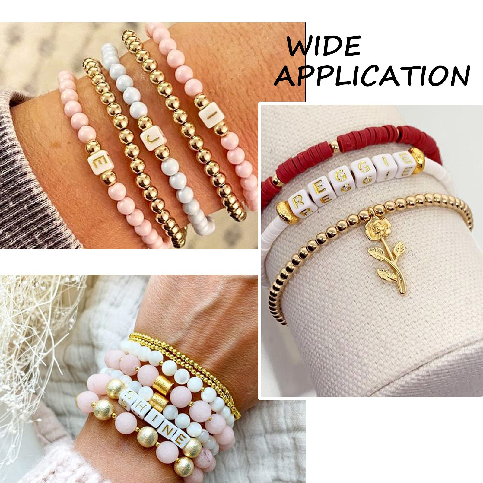 WangLaap Lot De 1450 Perles Rondes En Acrylique De 4 X 7 Mm Avec Lettres De L'alphabet De A à Z Et Cœur Rouge En Forme D'étoile Noire Pour Fabrication De Bijoux