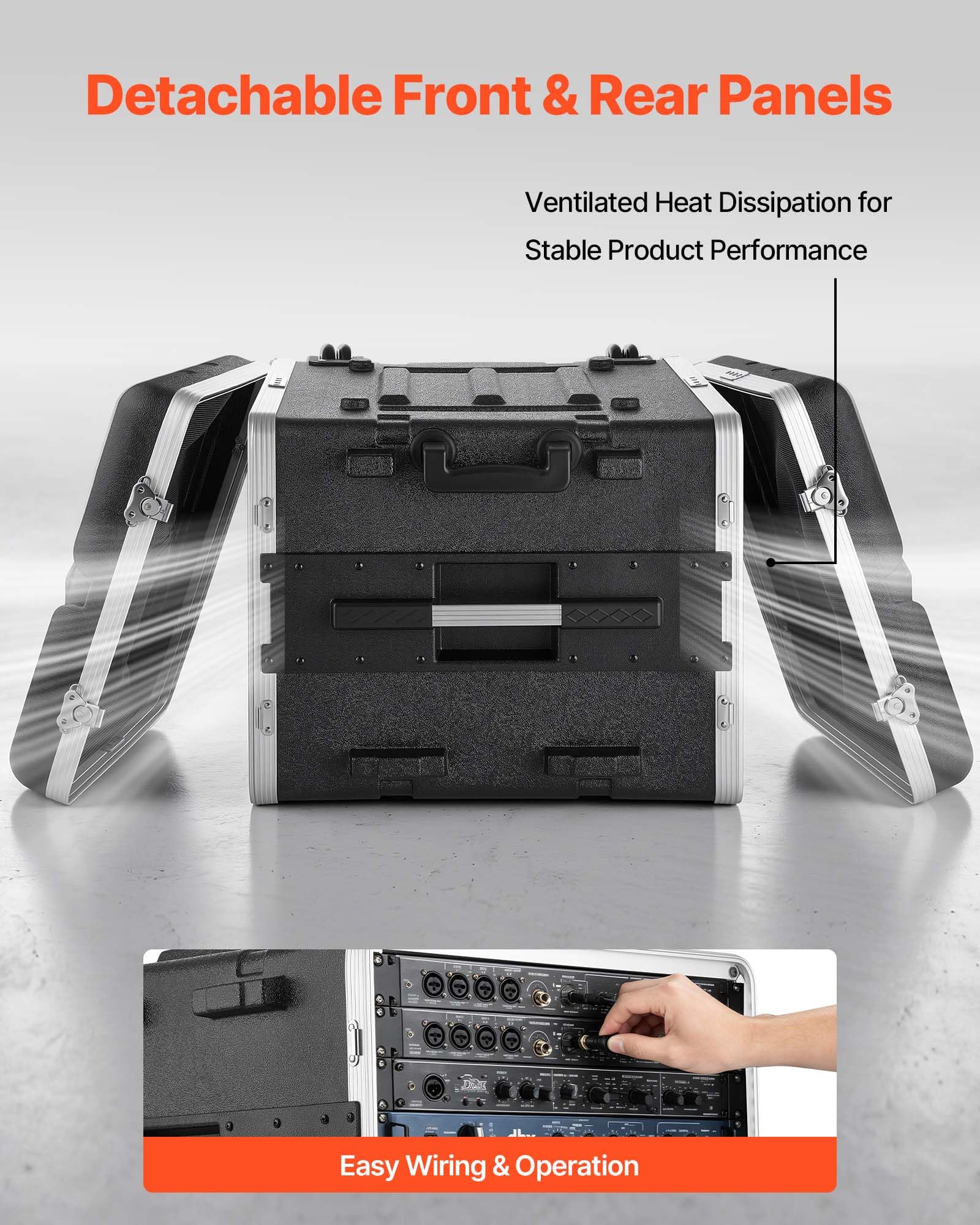 VEVOR Armadio Rack per Server, Armadio per Server 8U con Maniglia Retrattile Struttura in ABS Chiusura a Scatto, Rack per Amplificatore Altezza Montaggio 7U, Profondità Interna 468 mm