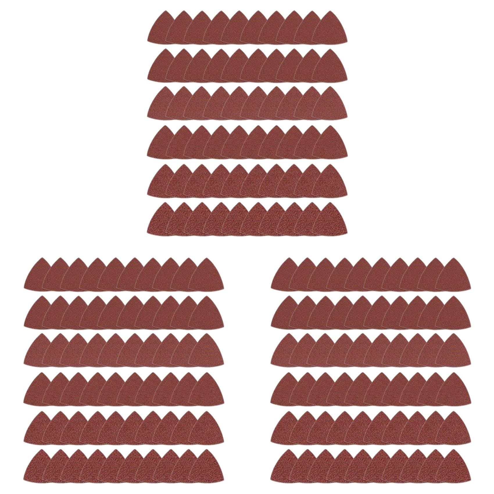 Jnchdghwa Red 180Pcs Triangular Hook And Loop Triangle-Sandpaper, Fit 3-1/8 Inch Oscillating Multi Tool Sanding Pad