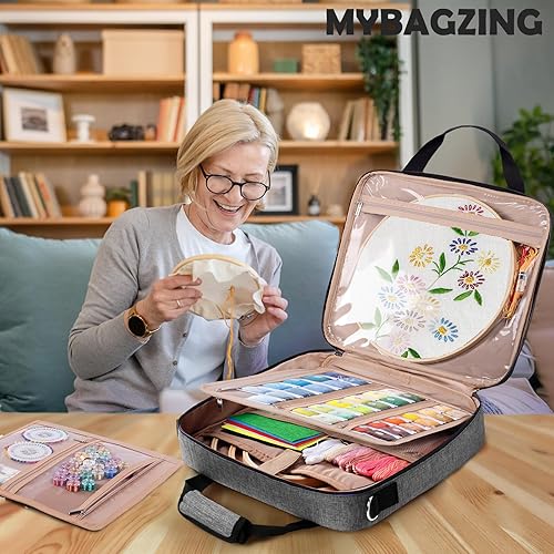 Miniatura 5 de Bolsa de bordado grande - Bolsa de proyectos de bordado - Organizador de suministros de punto de cruz - Bolsa de kits de bordado - Bolsa de