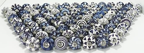 Miniatura 4 de Pomos de cerámica surtidos para gabinetes, tiradores vintage para puerta y cajón, herrajes cromados (juego de 20 pomos, morado)