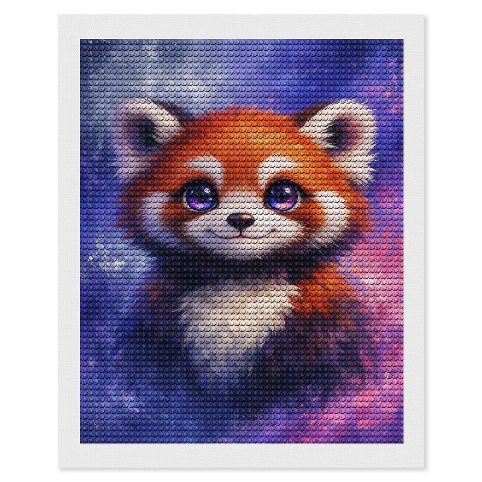 Junmoney Cute Red Panda Portrait Round Drill Diamond Painting 16"x20", for Craft Lovers, Stress Relief Craft, Bedroom Decor, Festive Craft Gift
