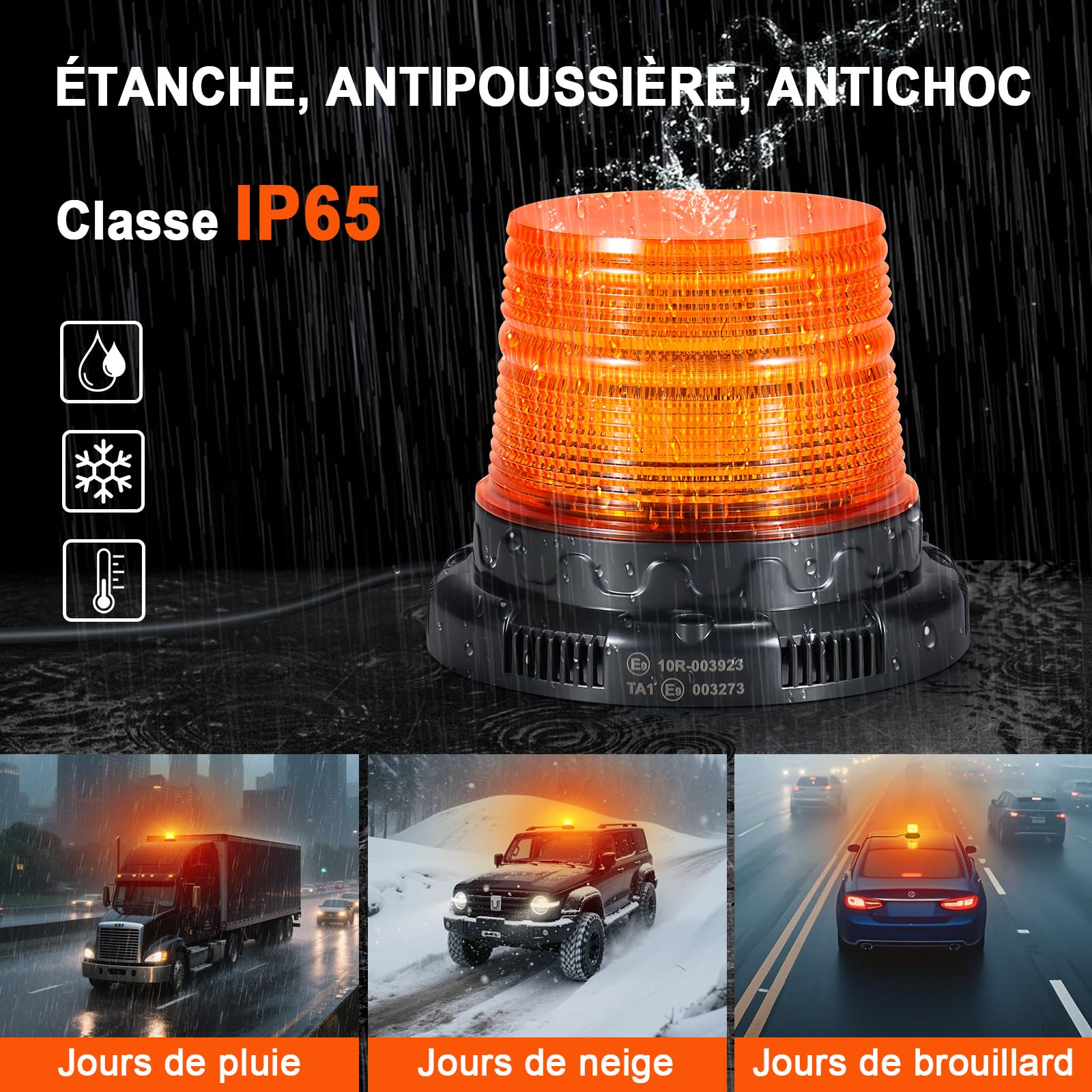 AnTom Gyrophare LED 12V 24V Jaune avec Fonction d'Alerte Vocale, Lumière d'Avertissement, Câble de 3 Mètres et Double Interrupteur pour Camion, Tracteur, SUV, Voiture de Golf, Véhicules d'Urgence