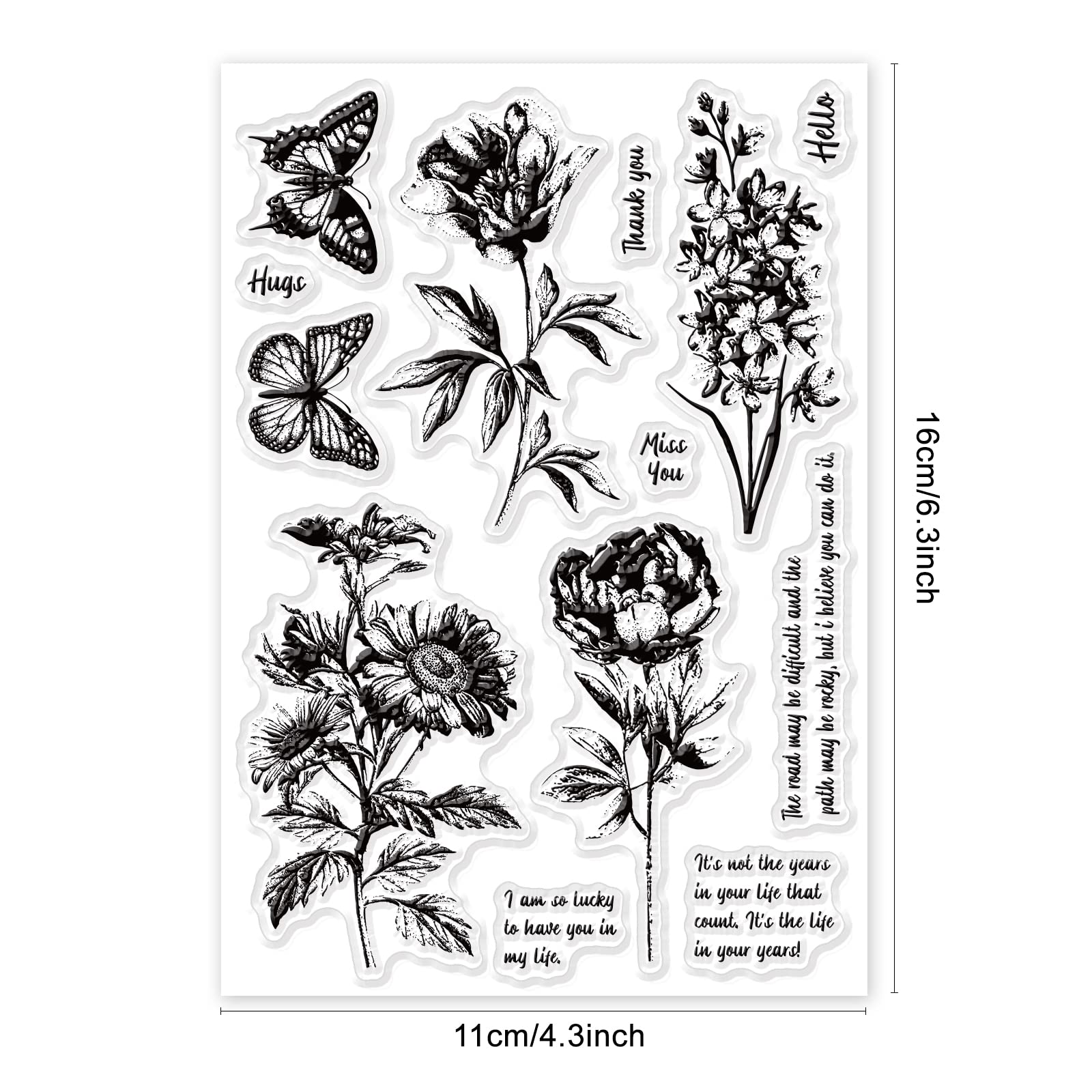 PH PandaHall Timbri Trasparenti in Silicone Vintage, Riutilizzabile Timbro in Gomma Siliconica Stile Retrò per Scrapbooking Album di Ritagli Fai Da Te