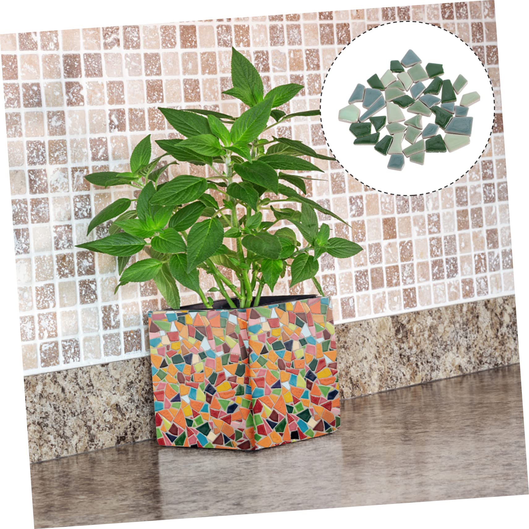 Uonlytech Piastrelle Mosaico in Ceramica per Decorazioni Creative da 500g Verde Bordi Regolari e Materiale Sicuro in Giardino e Casa