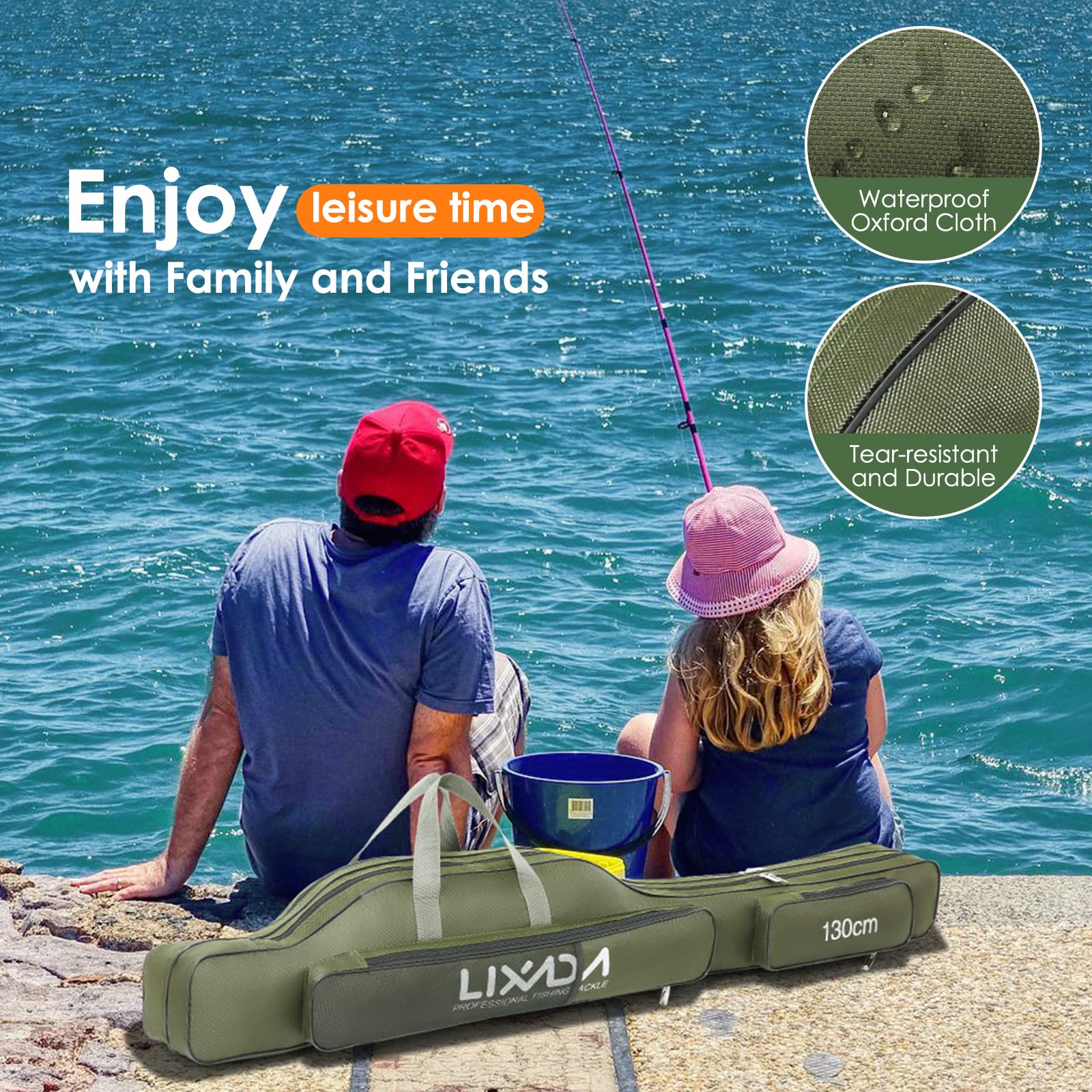 lixada Angel Carrier - Custodia per attrezzi da pesca, 100 cm/130 cm/150 cm, Verde (Army Green), 130cm, Portatile