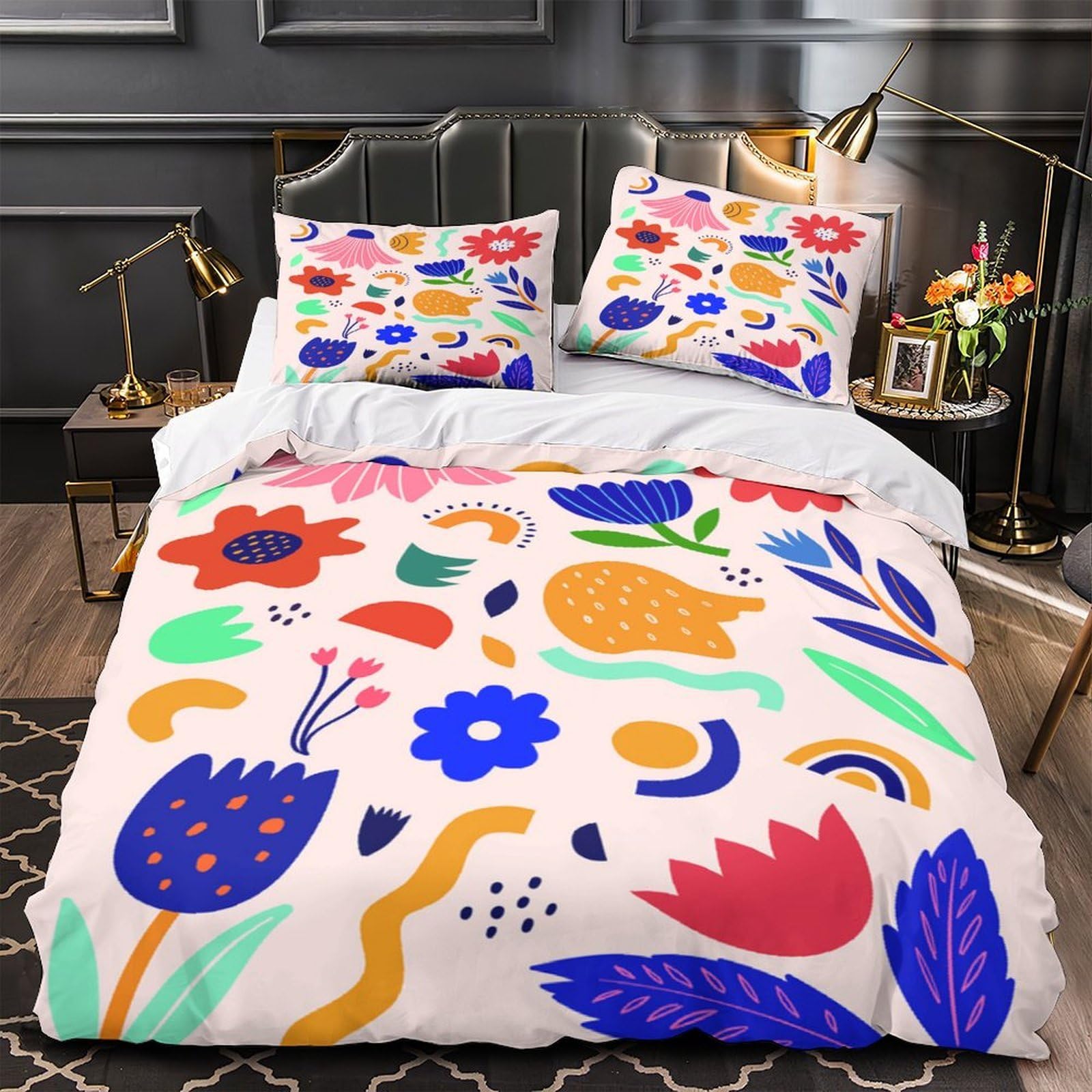 Parure de lit microfibre 260x220cm avec housse de couette imprimée 3D