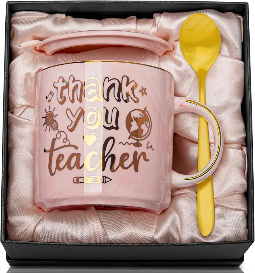 Rosa marmor kaffemugg med presentask