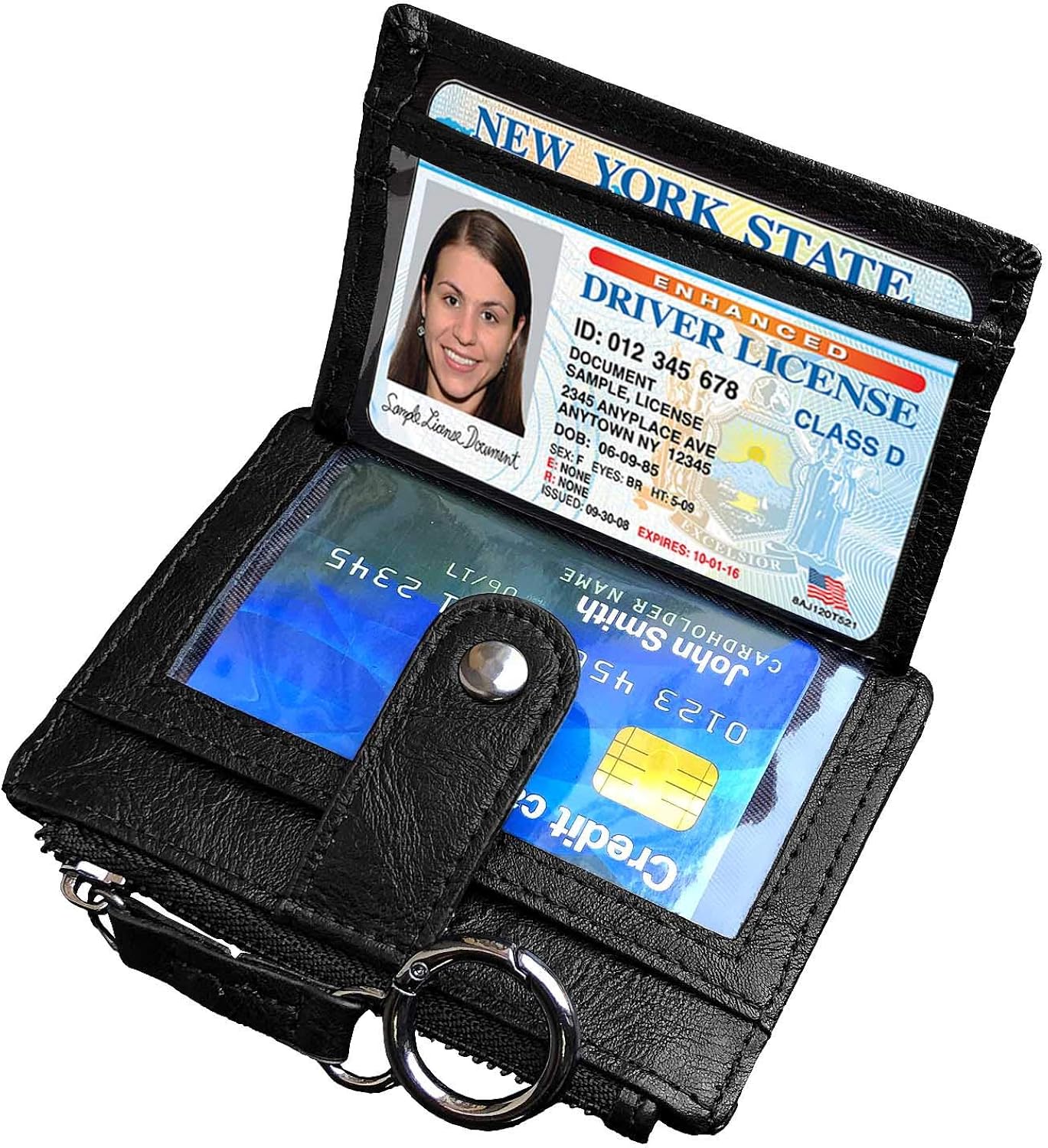 Miniatura 3 de AOXONEL Cartera de cuero para tarjetas de crédito Rfid para mujeres, compacta, pequeña, para mujer, monedero delgado