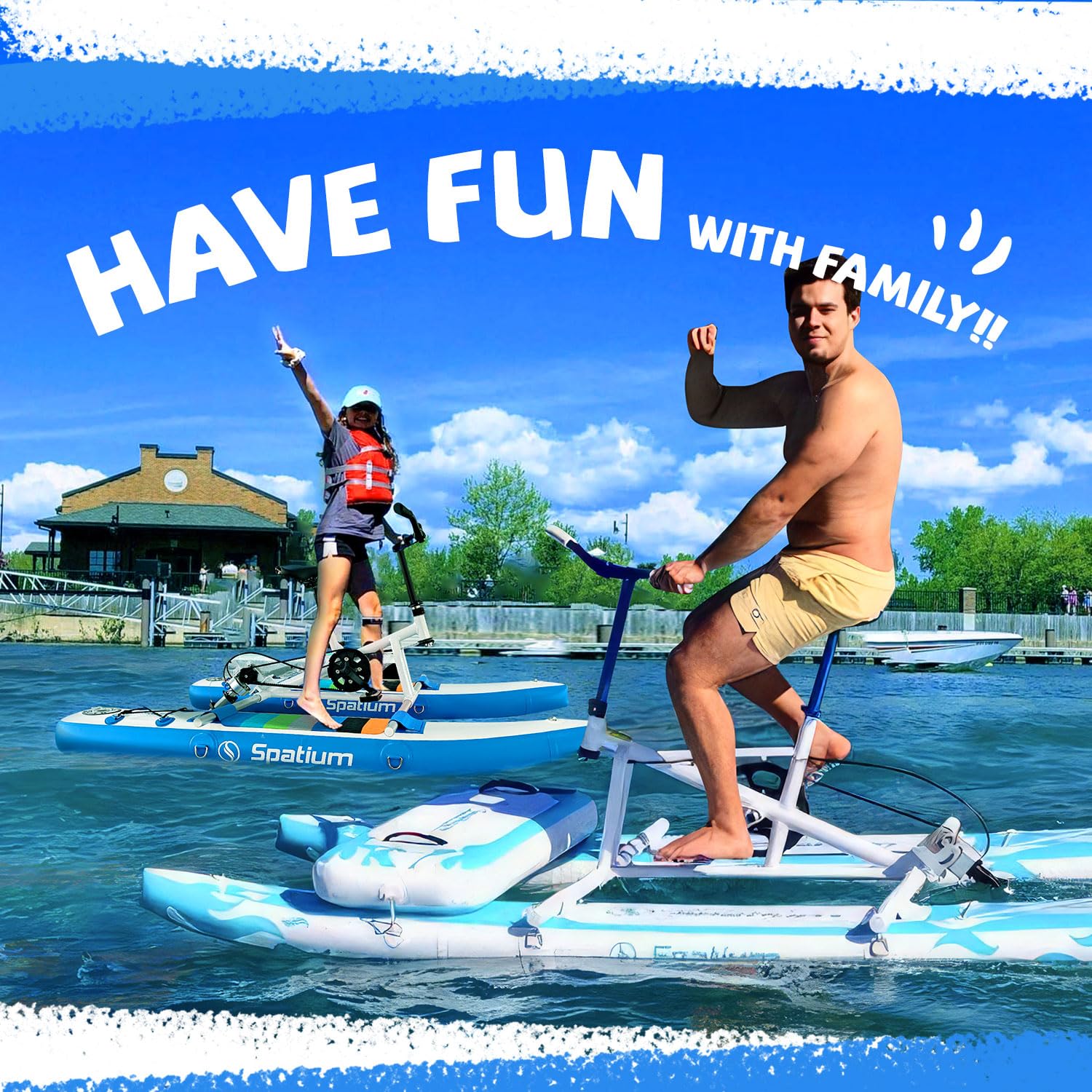 Inflatable Water Bikes for Kids Pedal Boat Touring Water Bikes Children Water Bicycles Inflatable Waterbikes for Lake Green Color