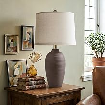 AIEAMPDO 25" Farmhouse Ceramic Table Lamp for Bedroom Living Room