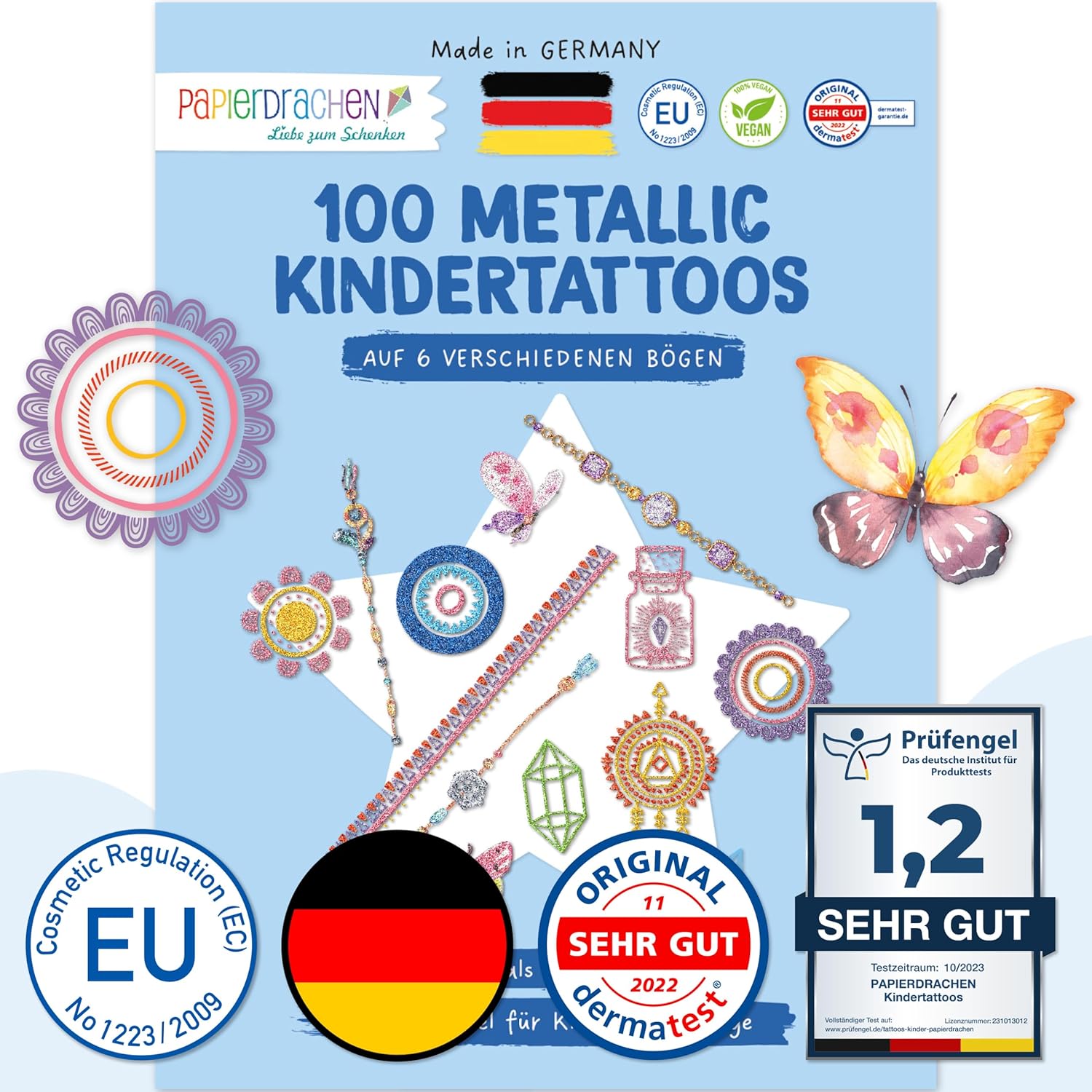 200+ Temporäre Kindertattoos - 40 Blätter Für Mädchen Geburtstag