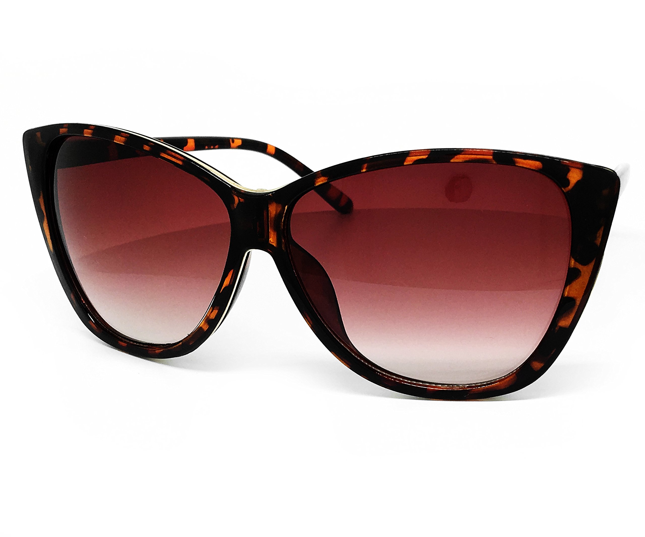 O2 eyewear54099 Premium Oversize XL Wraparound Tint Cats eye Fashion Sunglasses (CATS EYE, BROWN)