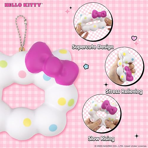 Miniatura 9 de Hamee Hello Kitty Lindo Mochi Donut SquiSHU Squishy Toys  Llavero de juguete blando de levantamiento lento para recuerdos de fiesta, bola