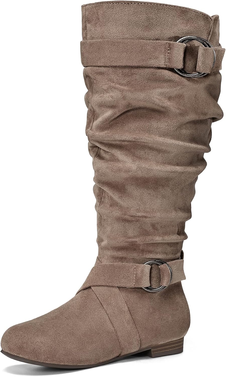 mysoft Women's Wide Calf/Extra Wide Calf Knee High Boots Slouchy Flat Tall Boots with Side Zipper