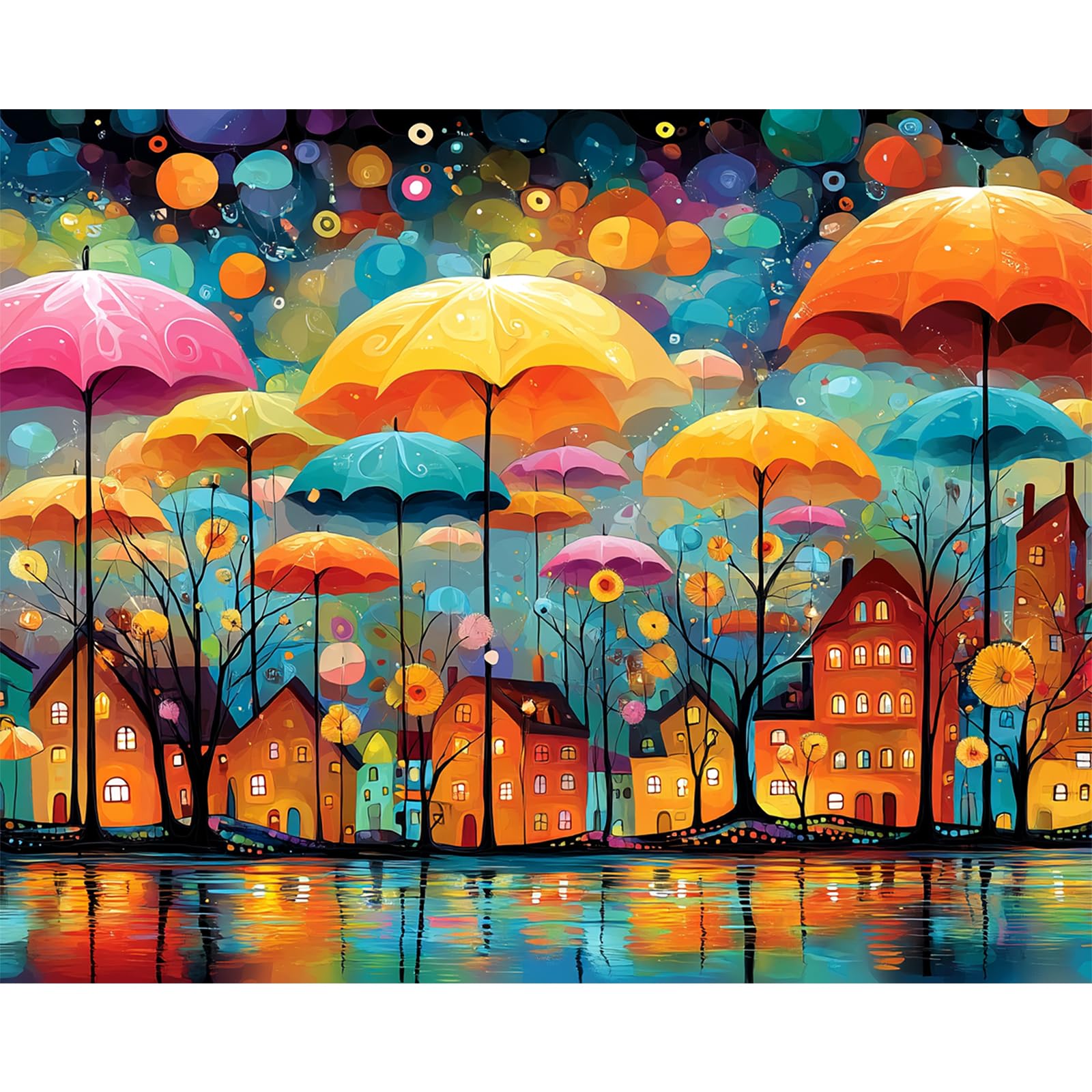 MAXBYE Adults Paint by Numbers Kits, DIY Umbrella Town Painting by Numbers