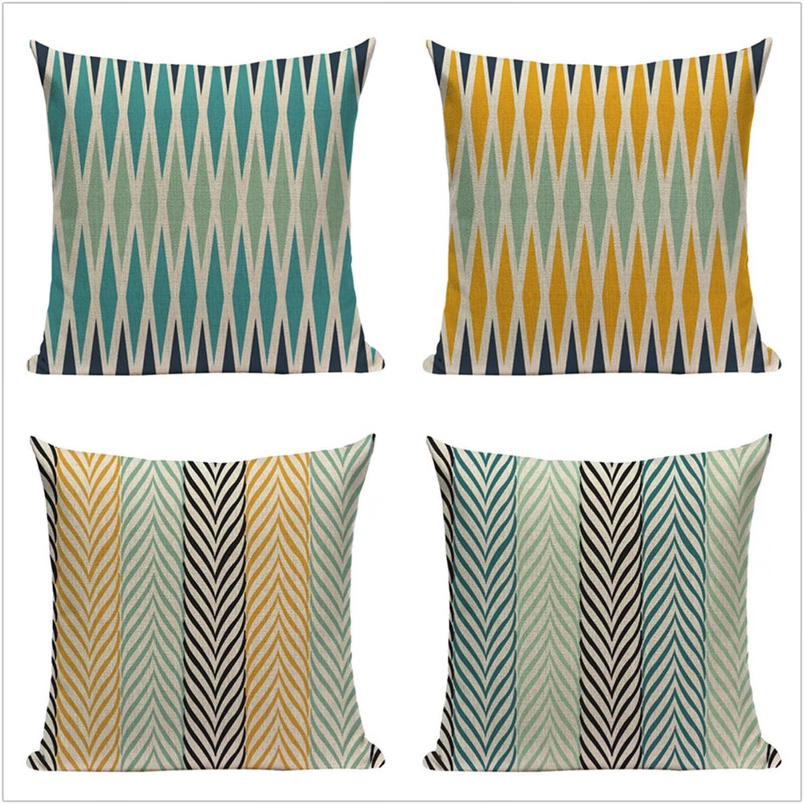 Outdoor Kissen 40x40cm 4er Set - Samt Bezug Grün & Gold, Wetterfest & Doppelseitig