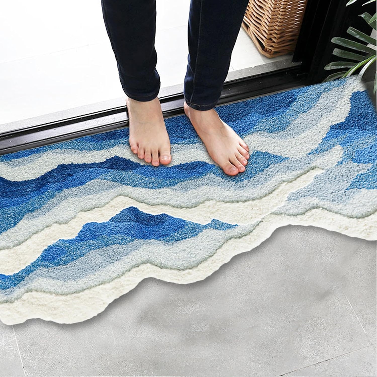 Area Rug Door Mat Gift Soft Non Slip Fluffy 3D Washable Wave Rug Bedside Rug for Living Room Entrance Bedroom Playroom Girls, 60cmx120cm