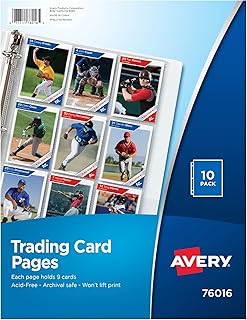 Avery 9 Pocket Trading Card Pages for 3 Ring Binder, Pokemon Cards, Pack of 10, Holds 90 Cards Total (76016)
