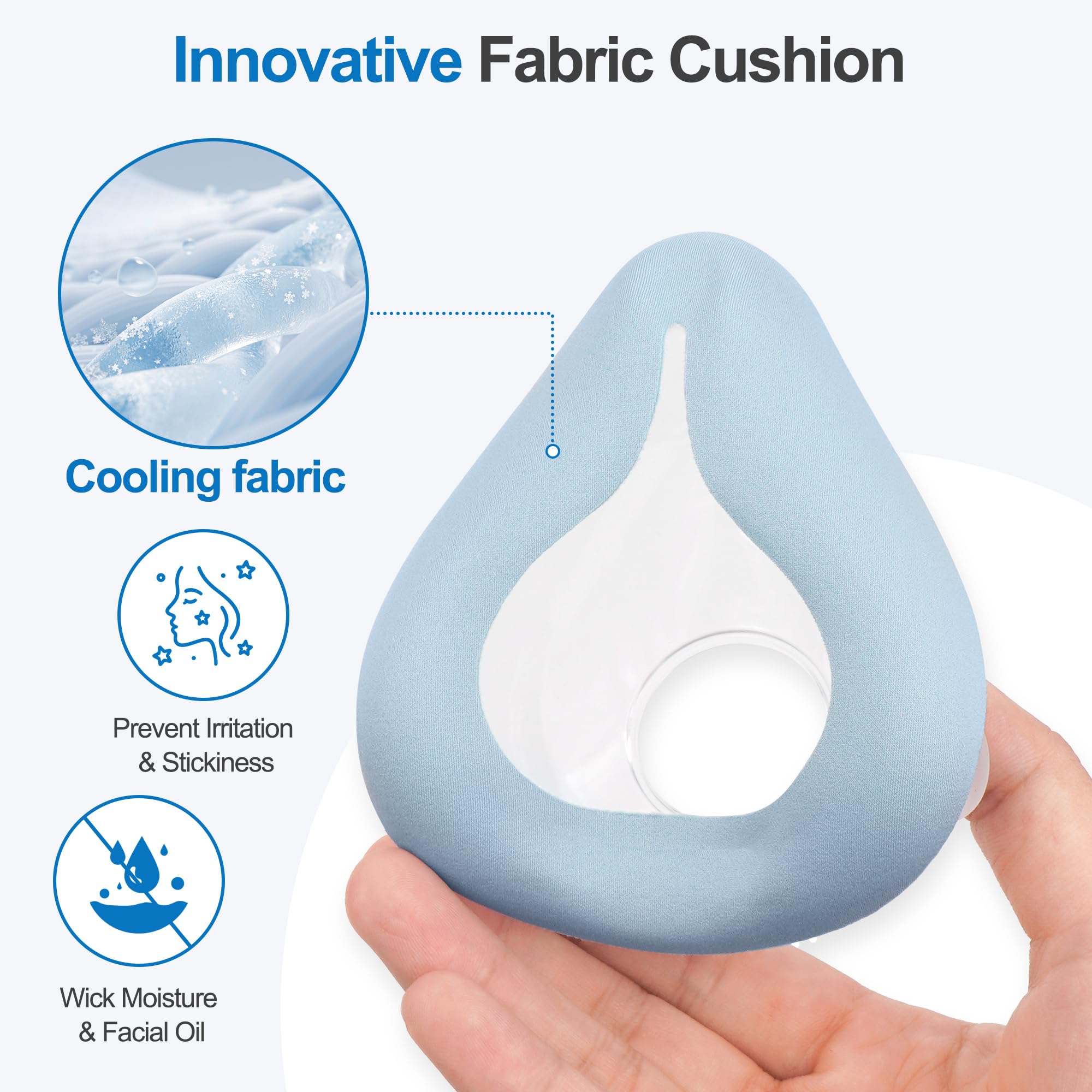 2 masques CPAP compatibles avec AirFit F20 Masque en tissu pour F20 Confortable à porter Coussin Masque à oxygène étanche Blue-L