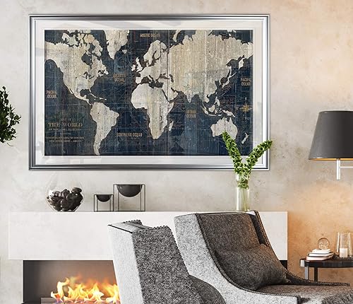 Miniatura 2 de Arte de pared impreso con el mapa del viejo mundo azul