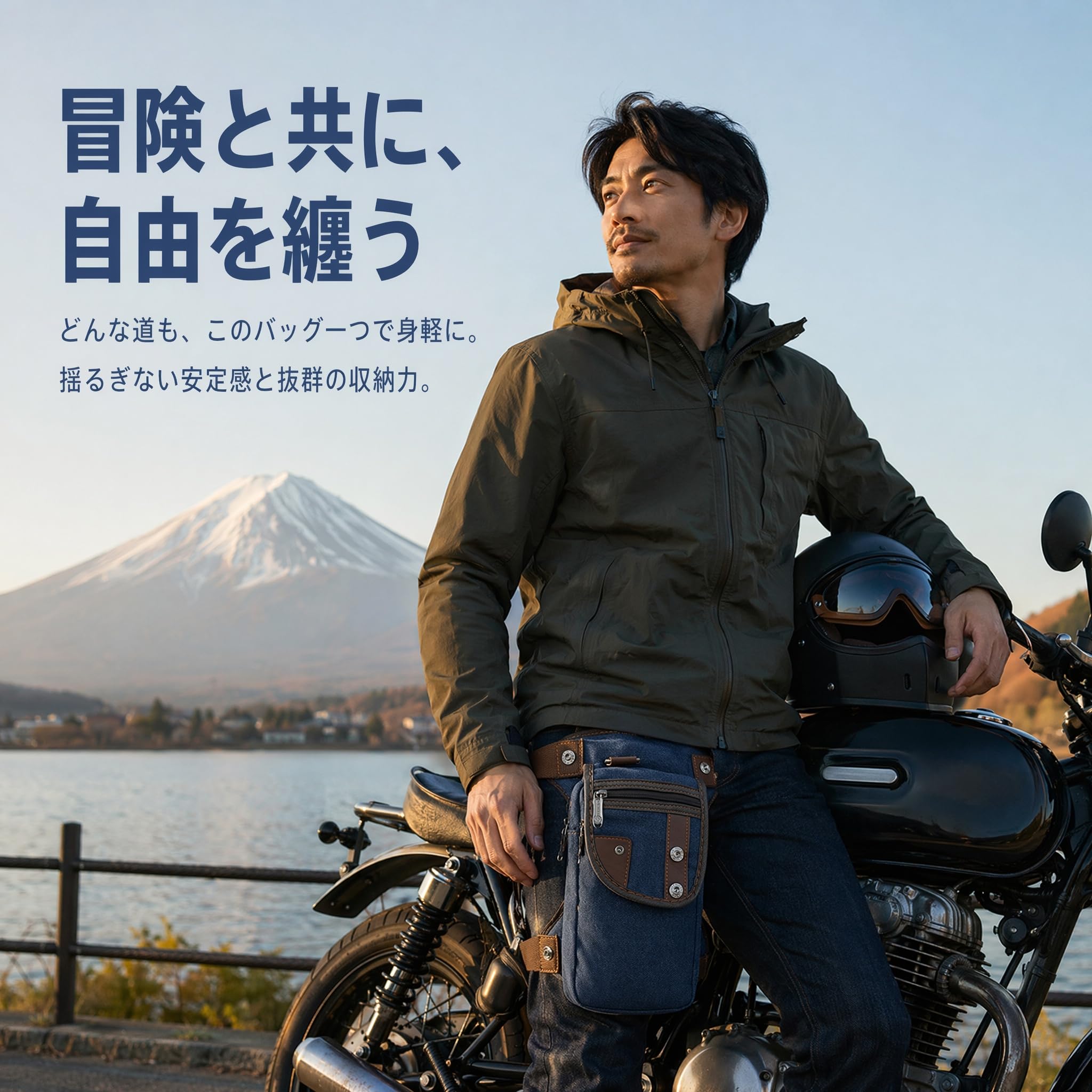 FULONEEI 帆布 レッグバッグ ホルスターバッグ 多機能 ウエストポーチ バイク 登山 旅行 大容量 撥水 耐摩耗 男女兼用 ウエストバッグ(カーキ)