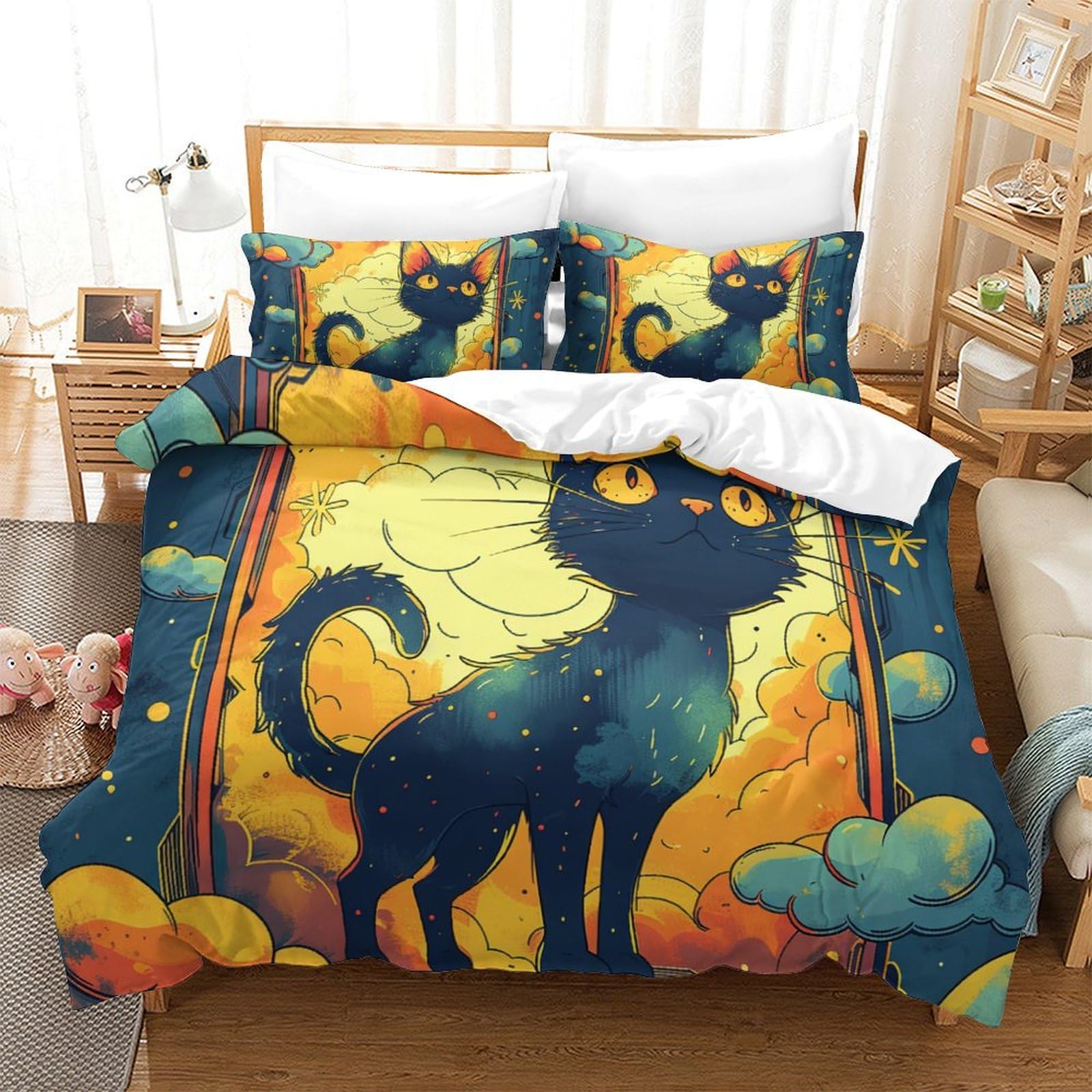 Parure de lit chat en microfibre pour chambre adulte moderne