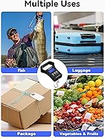 Vista 8 de HEETA Báscula de pescado, báscula digital portátil de pesca colgante de 110 libras / 110.2 lbs con pantalla LCD retroiluminada, báscula de equipaje