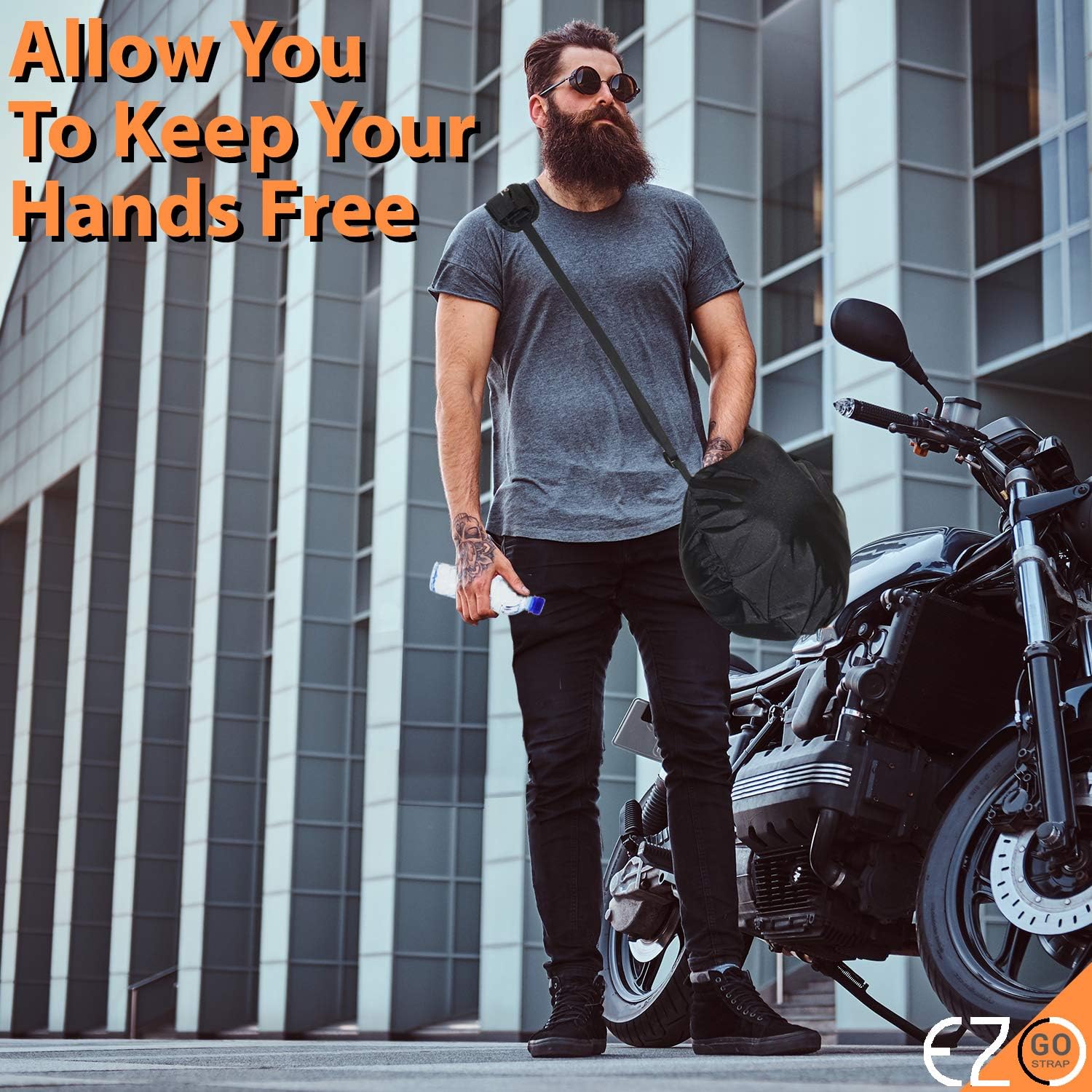 Helmet Carrying Bag for Motorcycle Helmets | Foldable | Fits Full Face Helmets | Hands Free Riding Accessory | Theft Protection - For Men, Women and Children Riders - Black : Automotive