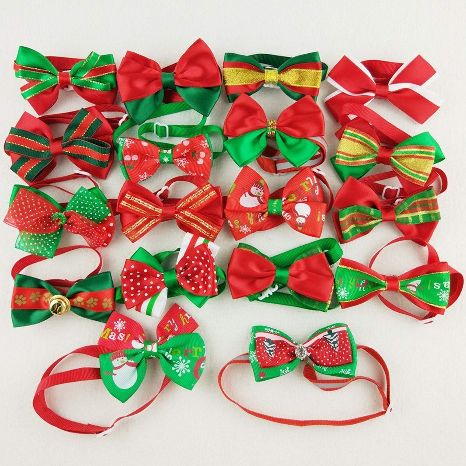 Hixixi 15pcs/Pack Dog Cat Puppy Bow Ties Bowties Collar for Christmas Festival Pet Xmas Ties Dog Grooming Accessories