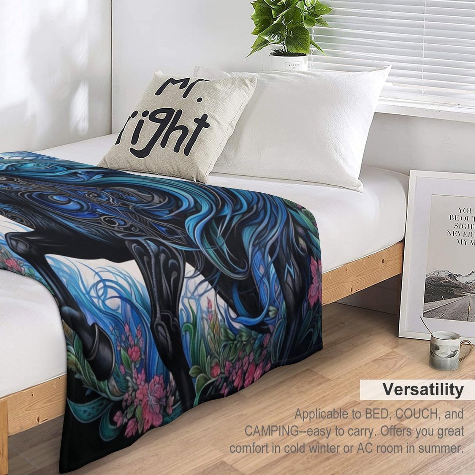 Pferd Dick Decke Weich Wärme Gemütlich Flannel-Fleece Sofadecke Deckeldecke 3D Bilder Wohndecke Für Bett/Sofa（180×200cm）