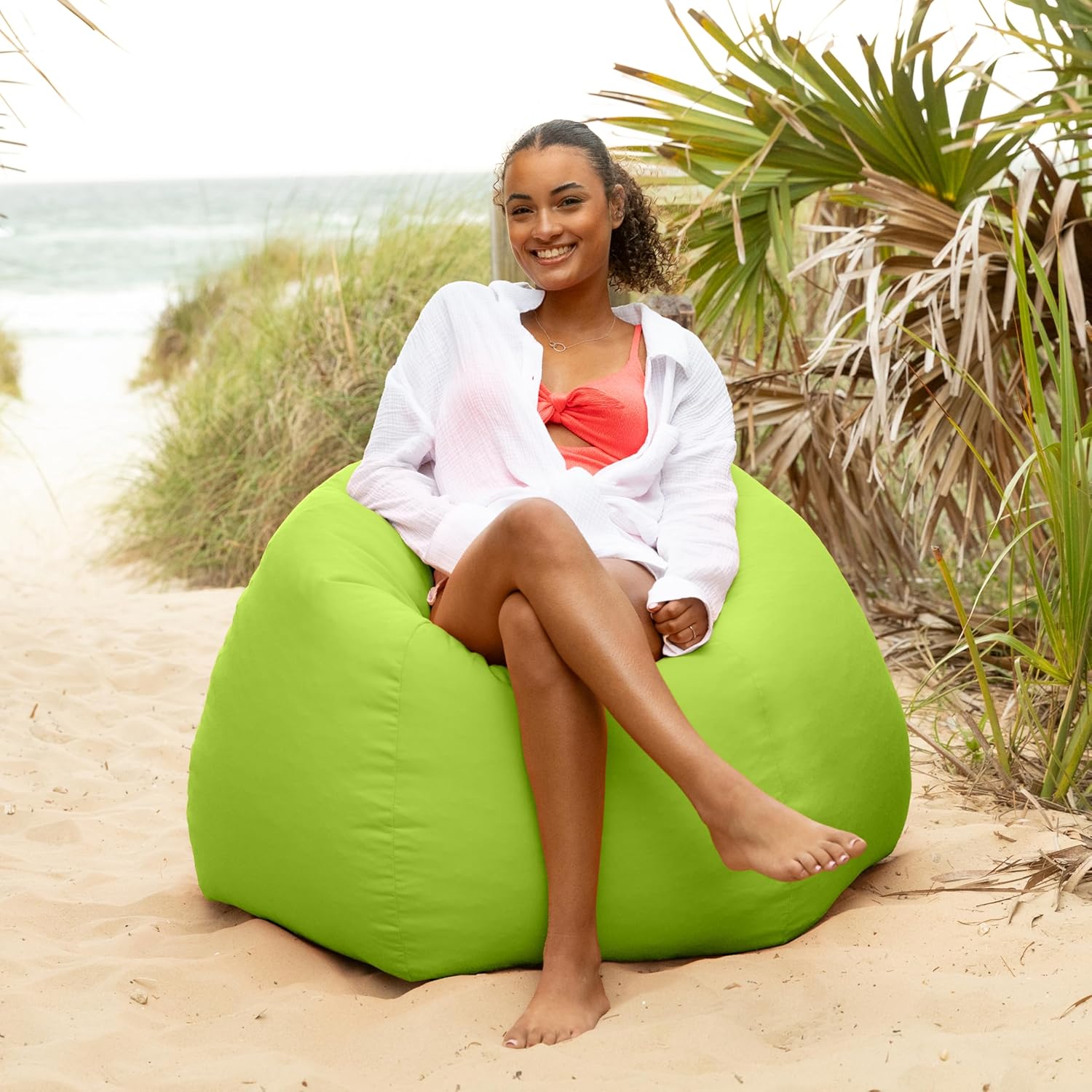 Jaxx Kiss Bean Bag Chair | Casual Poolside & Patio Seating | Sunbrella, Parrot Green