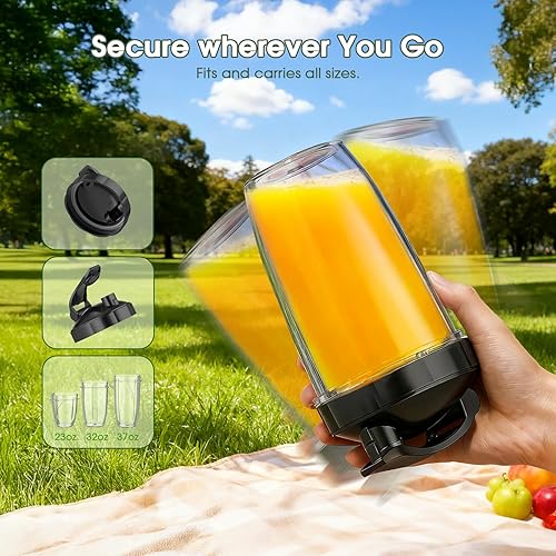 Miniatura 3 de Batidora de batidos de 25000 rpm, licuadora personal para batidos y smoothies con tazas portátiles de 37, 32 y 23 onzas, licuadoras de encimera