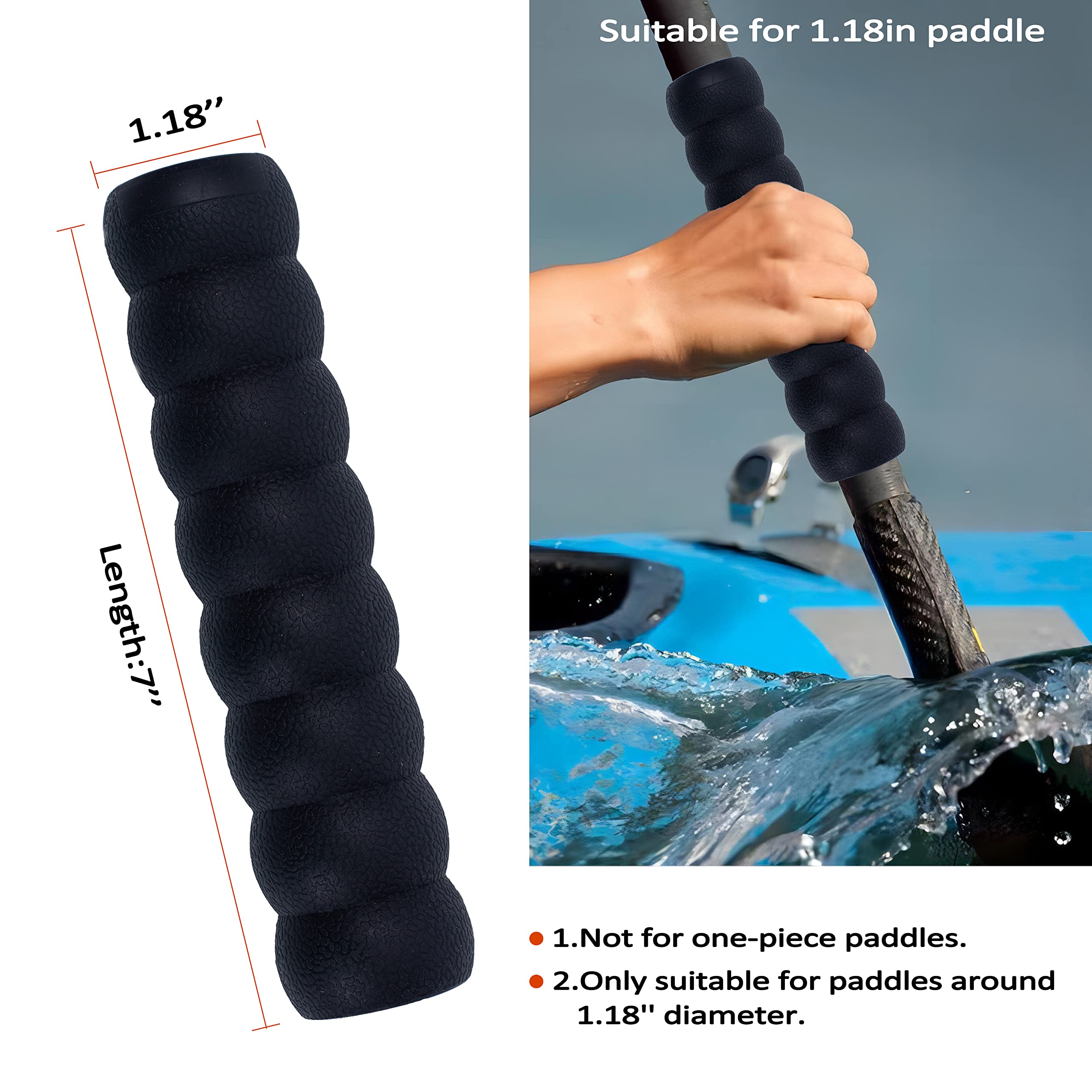 Clydlan Kayak-Paddle-Grips-2-Pack - No-Slip Oar-Grip for Take-Apart Paddles,Blister Prevention Kayaking Accessories(Diameter 30mm/1.18 inches)