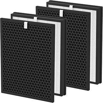 Replacement Filter Set, Compatible with Green Air Encore Purifier, 2 Set Contains 2 Pack Premium Fliters + 2 Activated Carbon Filters
