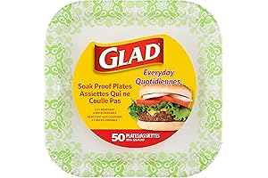 Durable Square Paper Plates for Everyday Use | 10 Inch Plates, 50 Count