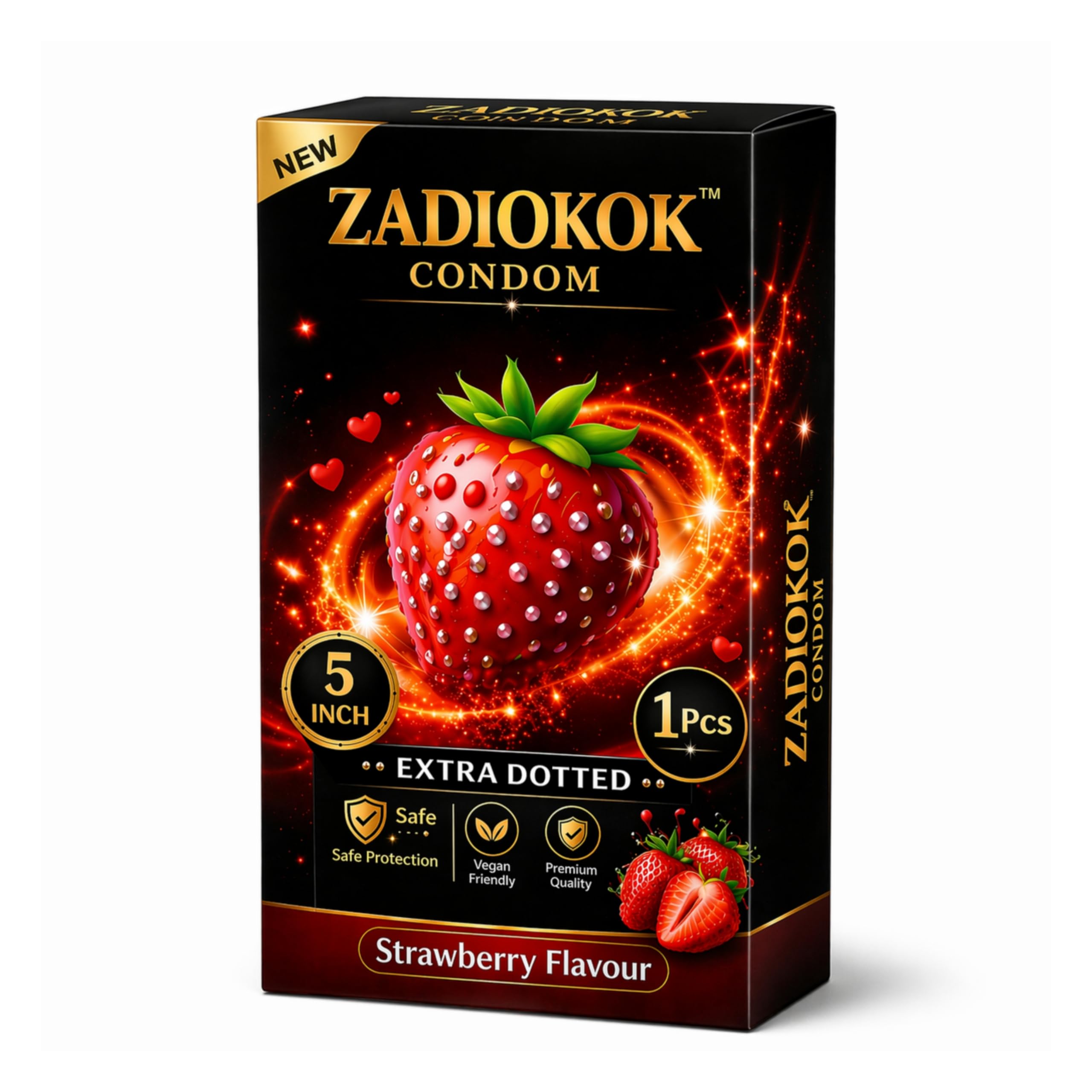 Dotted Condom Strawberry Flavour 5 Inch For Men, (1Pcs)-image-0