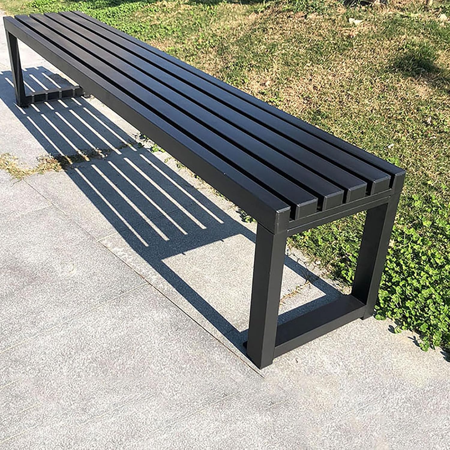 JSLJDM Garden bench,Park Bench,Garden Bench Outdoor Bench,Outdoor Metal Park Benches,Outdoor Backless Bench for Lawn, Park, Deck-without backrest 39,4in 150cm Black JSLJDM Garden bench,Park Bench,Garden Bench Outdoor Bench,Outdoor Metal Park Benches,Outdoor Backless Bench for Lawn, Park, Deck-without backrest 39,4in 150cm Black