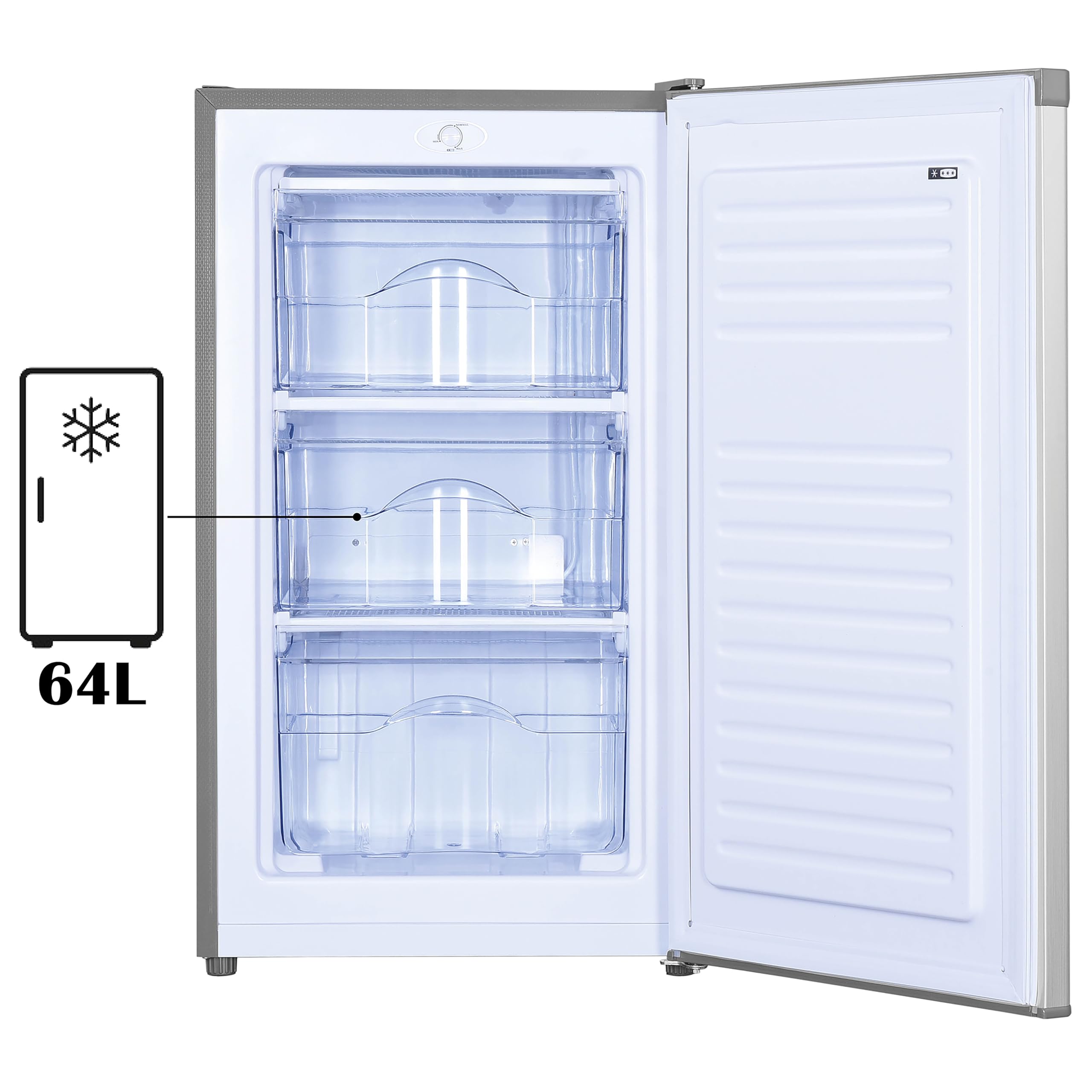 PRIMO PR149DV - Congelatore da tavolo top, 64 l, colore: argento, controsoffitto, reversibile